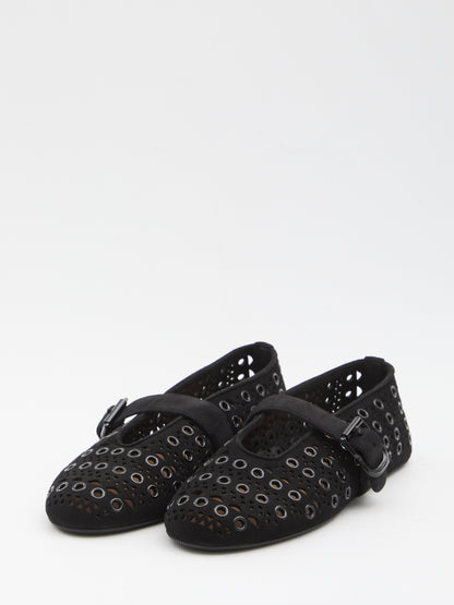 ALAIA 36 suede eyelets ballet flats