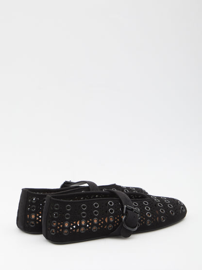 ALAIA 36 suede eyelets ballet flats