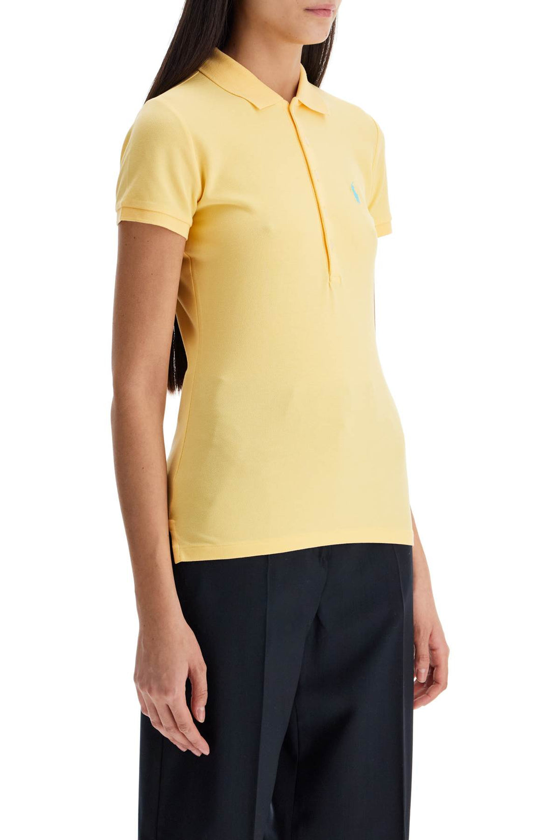 julie slim fit five button polo shirt