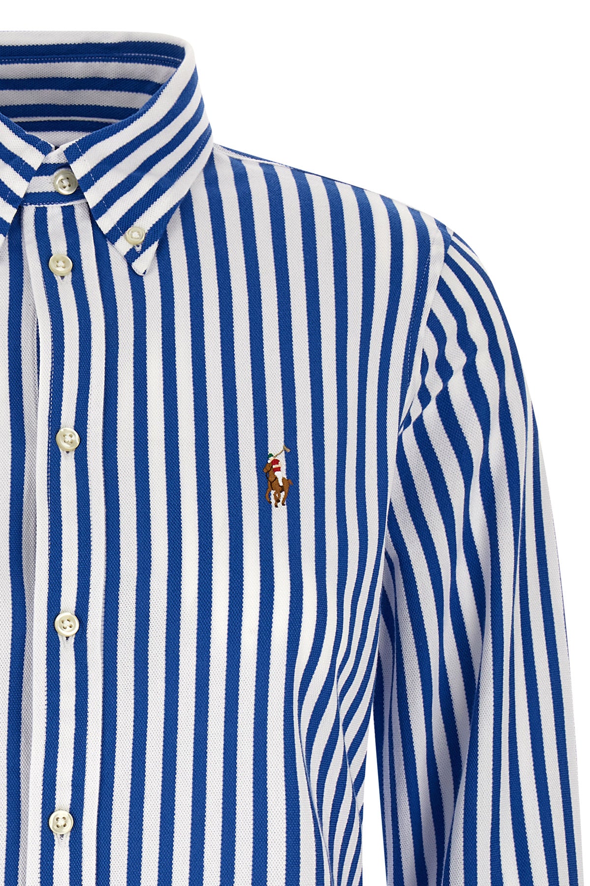 striped oxford cotton knit shirt