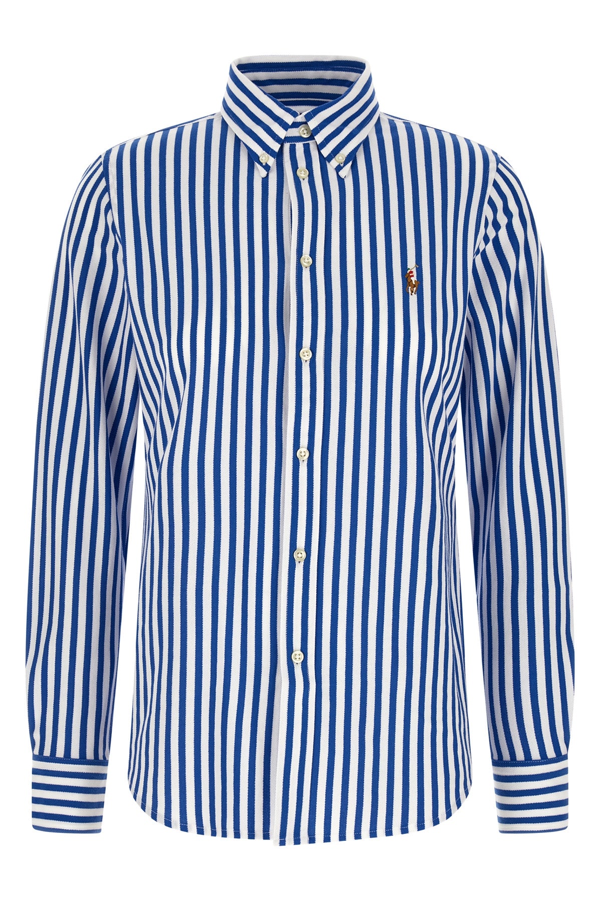 striped oxford cotton knit shirt