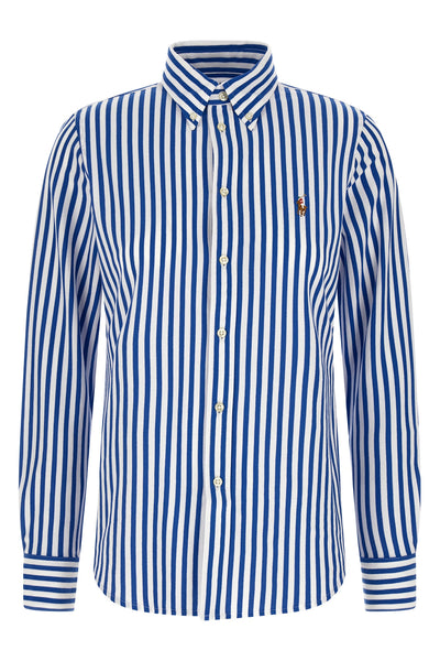 striped oxford cotton knit shirt