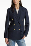 double-breasted stretch wool crêpe blazer