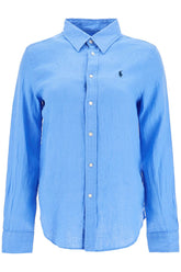 long sleeve linen shirt harbor island blue for women