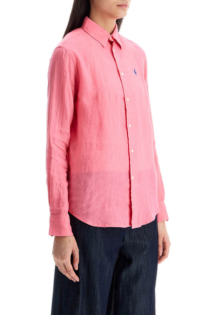 slim fit fuchsia linen shirt