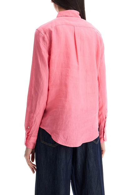 slim fit fuchsia linen shirt