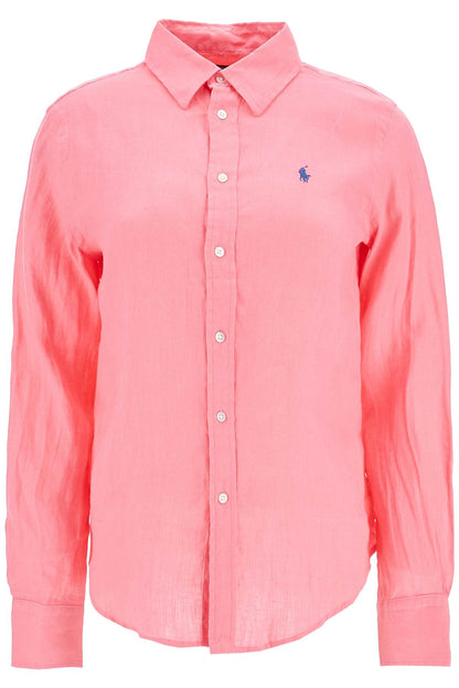 slim fit fuchsia linen shirt