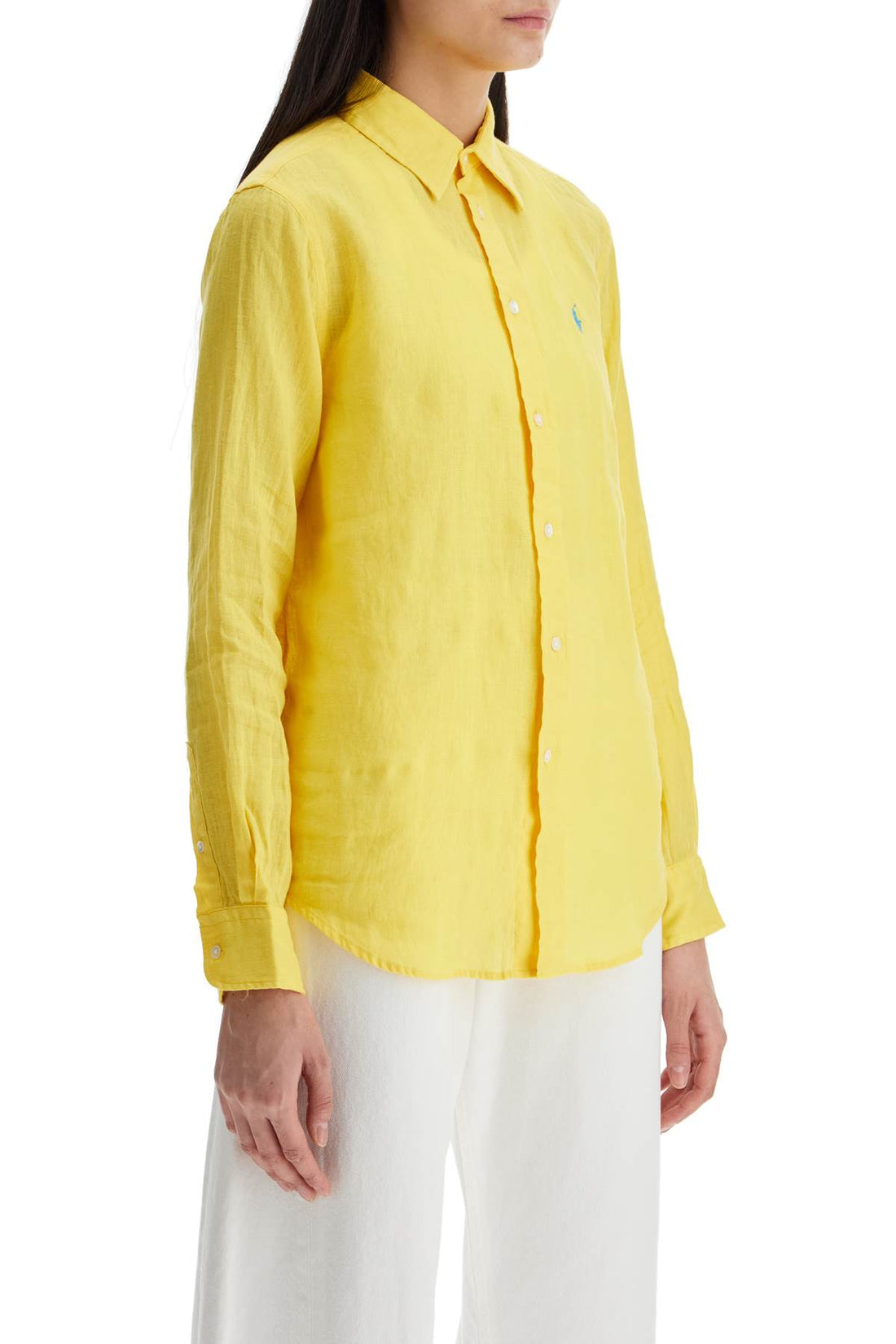 long sleeve linen shirt yellow