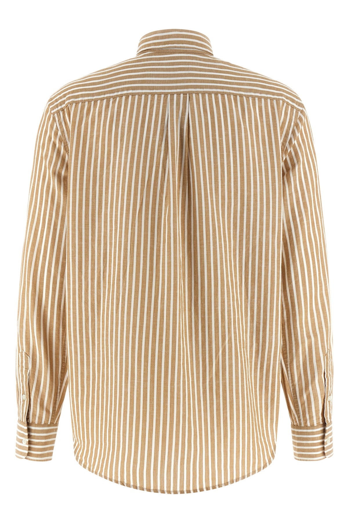 striped cotton and linen blend shirt dyed in thread