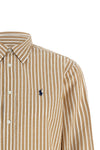 striped cotton and linen blend shirt dyed in thread