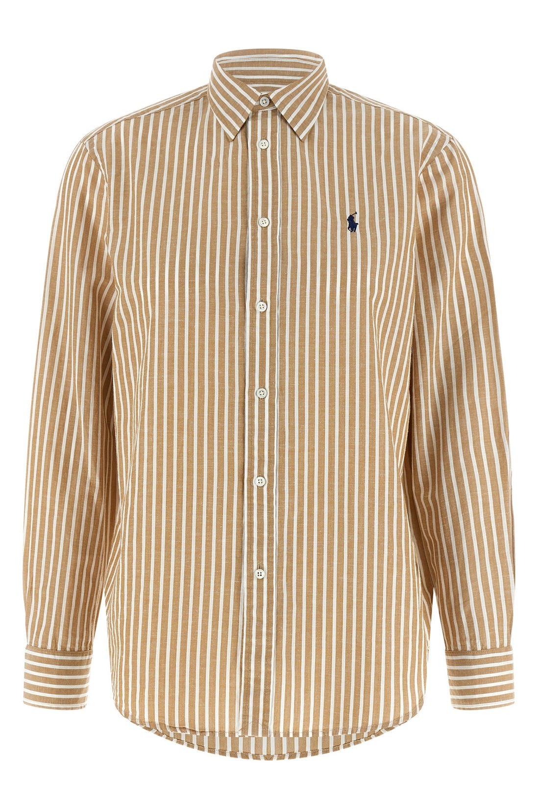 POLO RALPH LAUREN L striped cotton and linen blend shirt dyed in thread