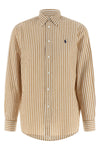 striped cotton and linen blend shirt dyed in thread