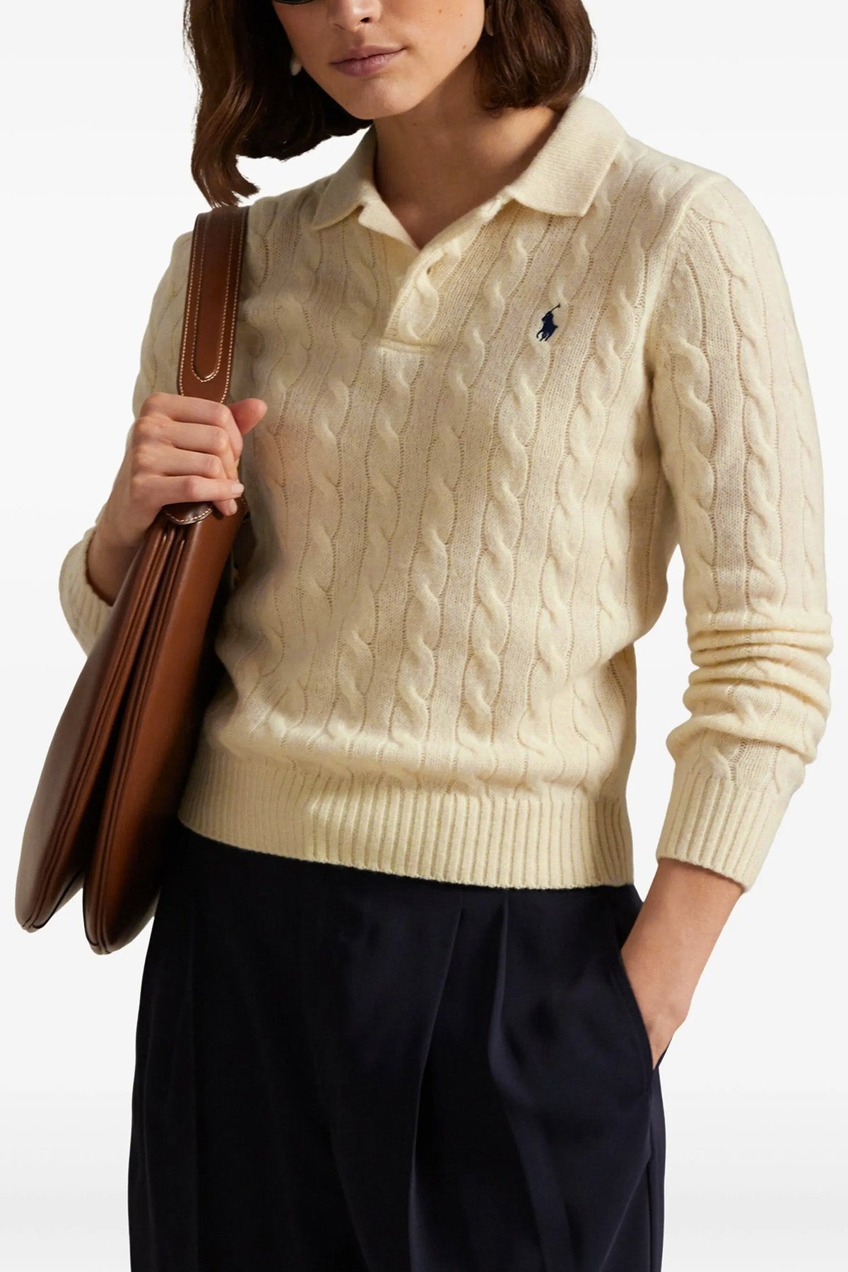 braid wool and cashmere blend polo shirt