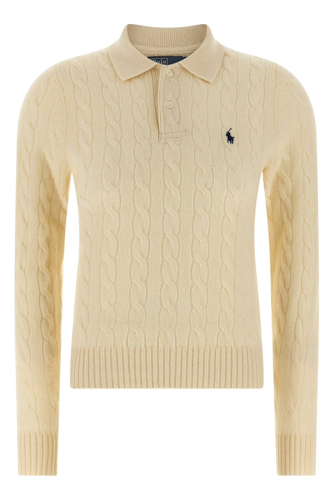 POLO RALPH LAUREN L braid wool and cashmere blend polo shirt