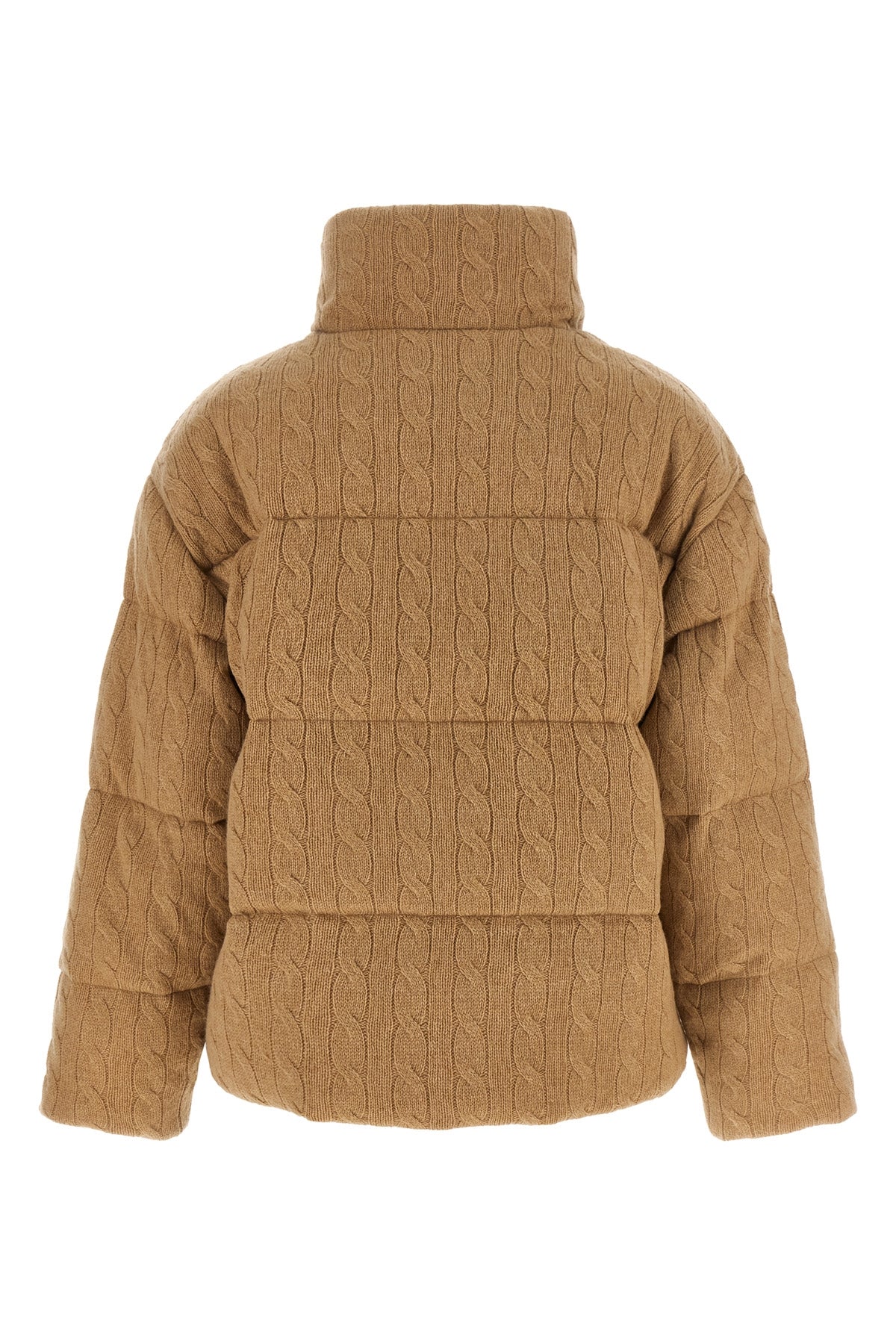 the polo ralph lauren down jacket blends the aesthetics of heritage knitwear