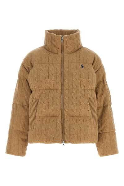 the polo ralph lauren down jacket blends the aesthetics of heritage knitwear