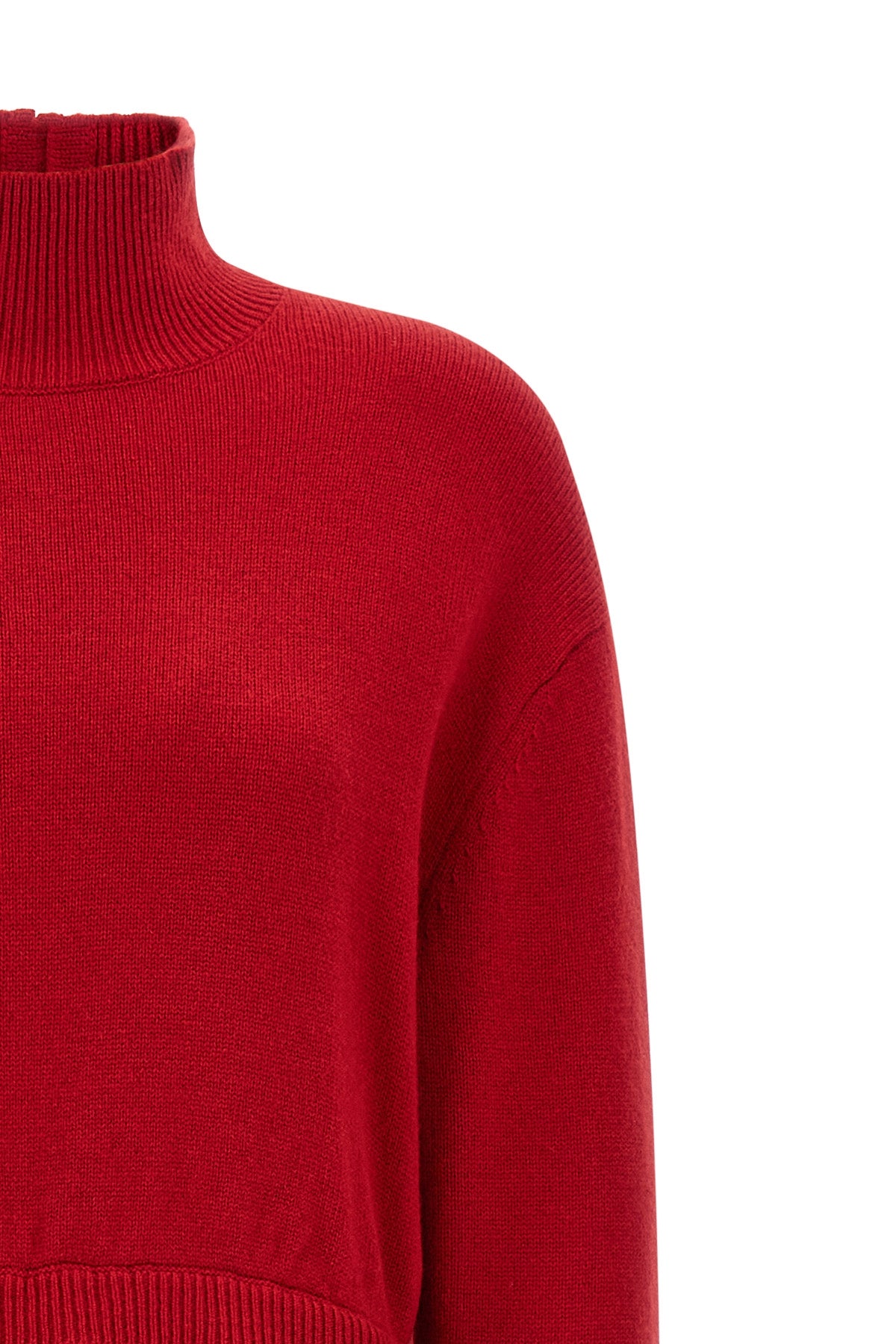 the polo ralph lauren long dress in pure red wool defines a new proportion betwe