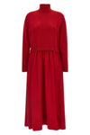 the polo ralph lauren long dress in pure red wool defines a new proportion betwe