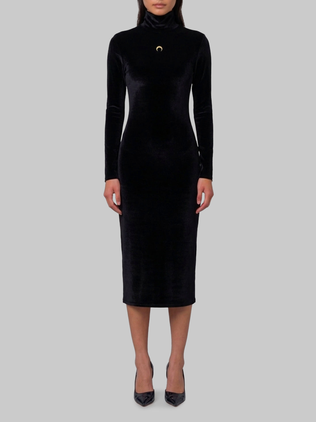 MARINE SERRE M moon logo velvet fleece midi dress