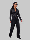 black stretch silk shirt