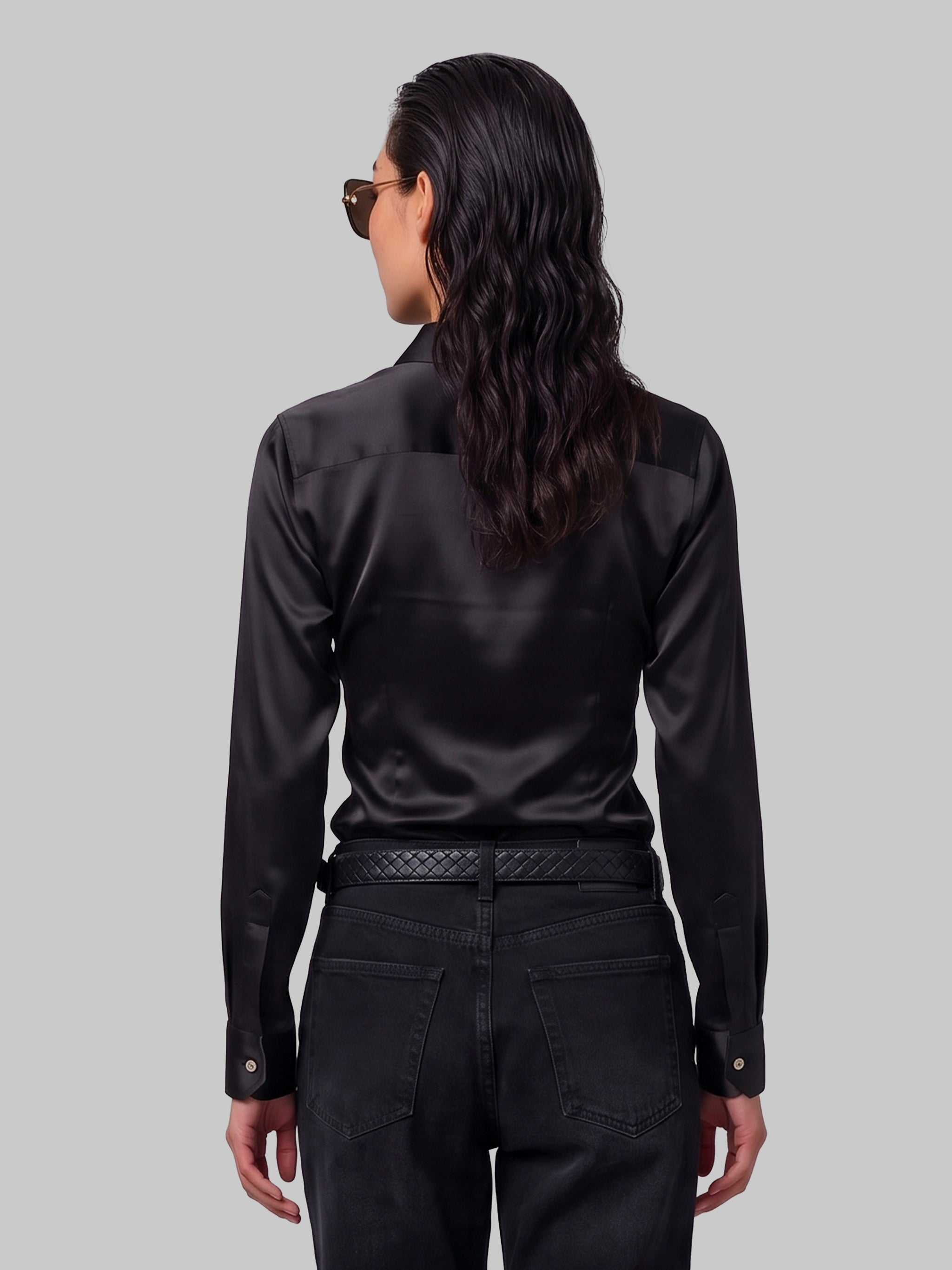 black stretch silk shirt
