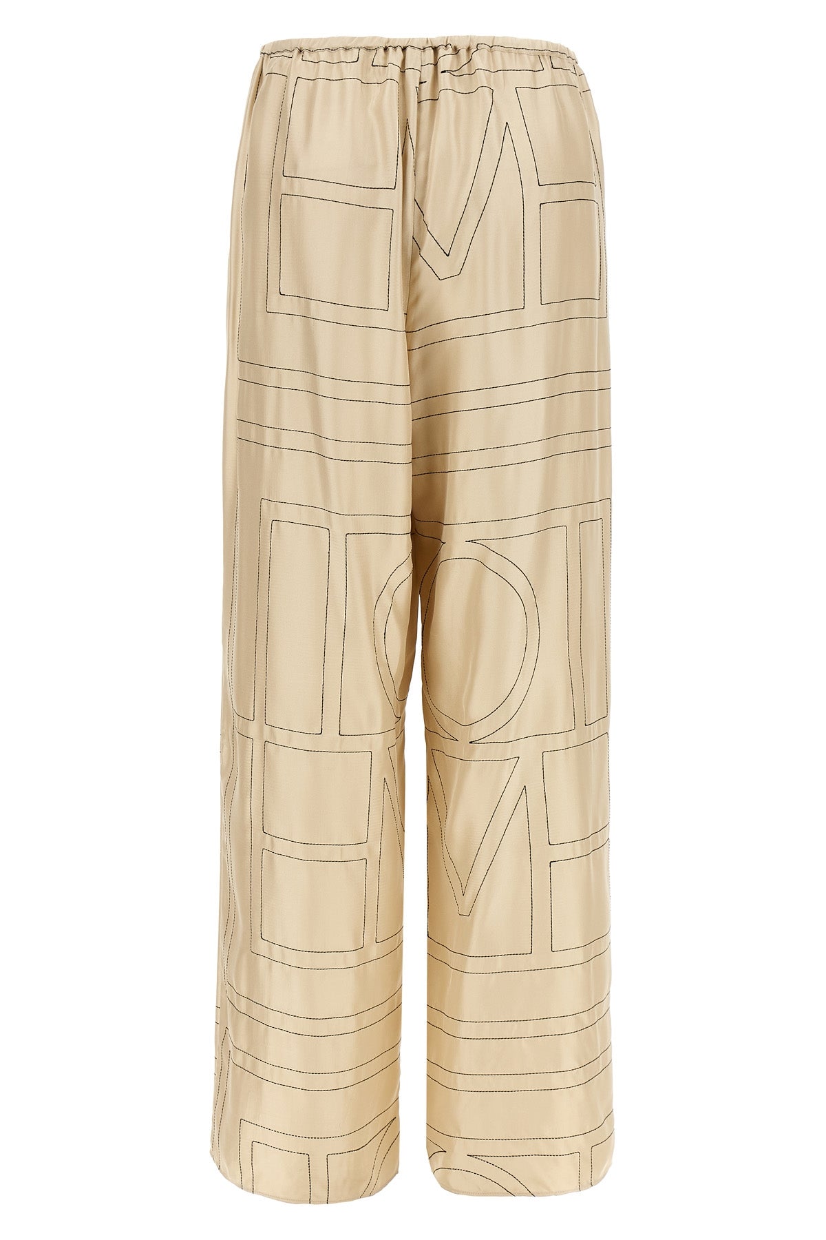 toteme trousers in medium-weight silk twill embroidered