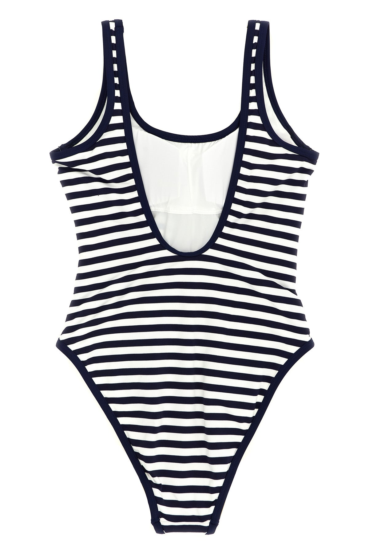 one-piece swimsuit in striped piqué technical fabric