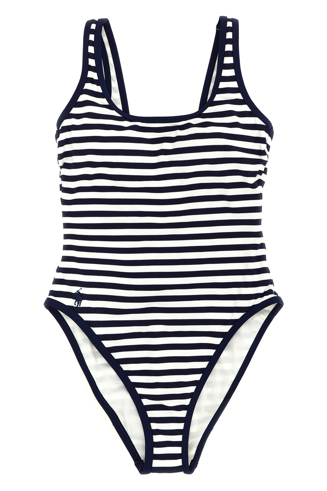 POLO RALPH LAUREN XS one-piece swimsuit in striped piqué technical fabric