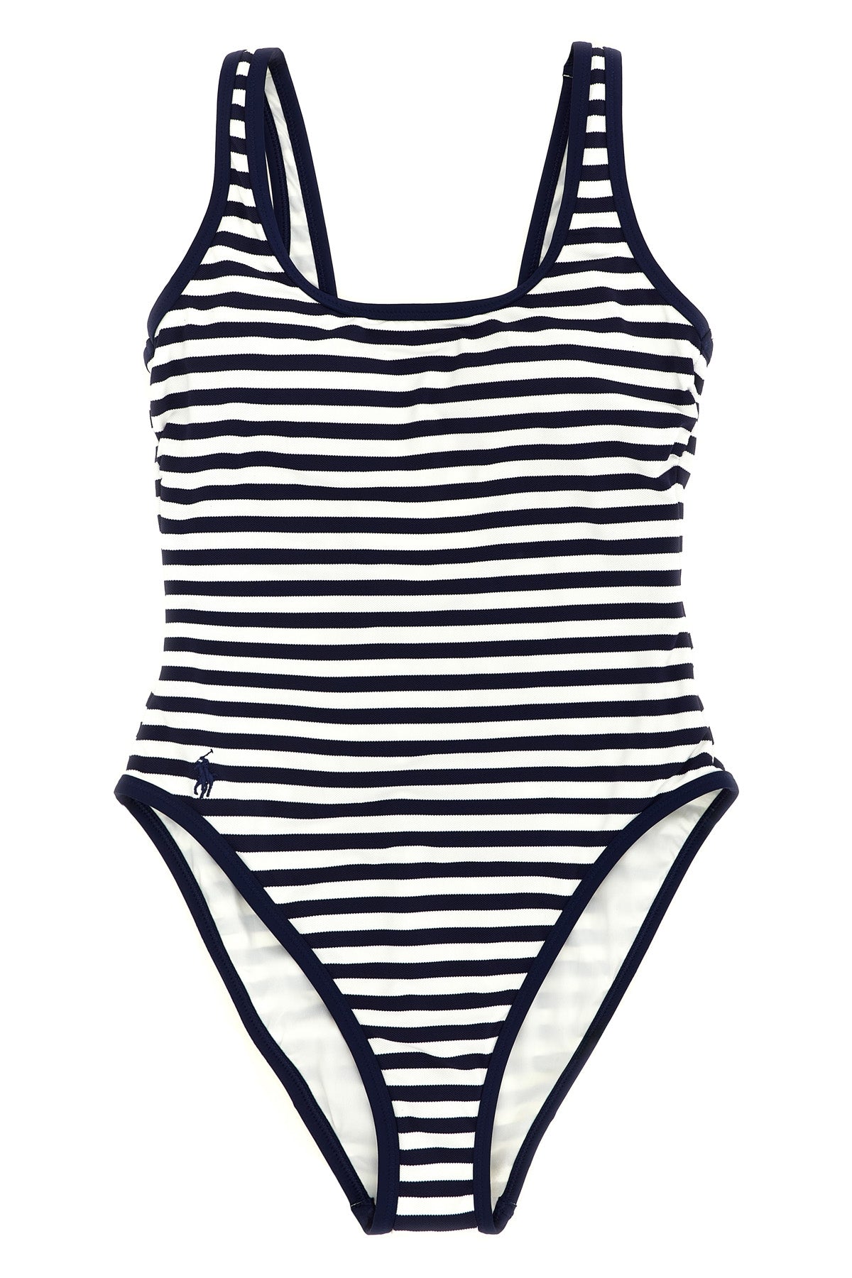 one-piece swimsuit in striped piqué technical fabric