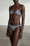 bikini bottoms in piqué striped technical fabric