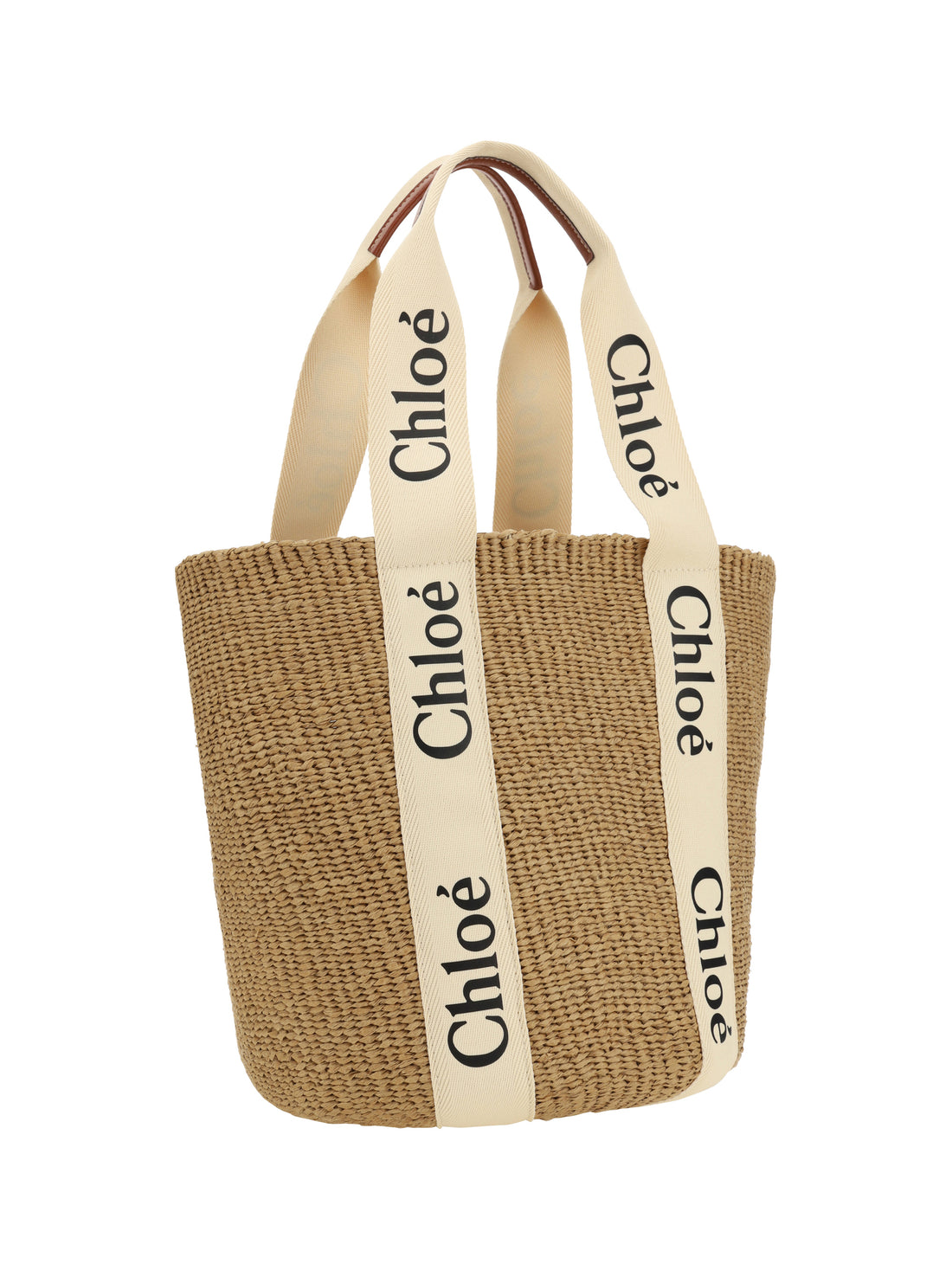 CHLOÉ OS woody raffia tote bag