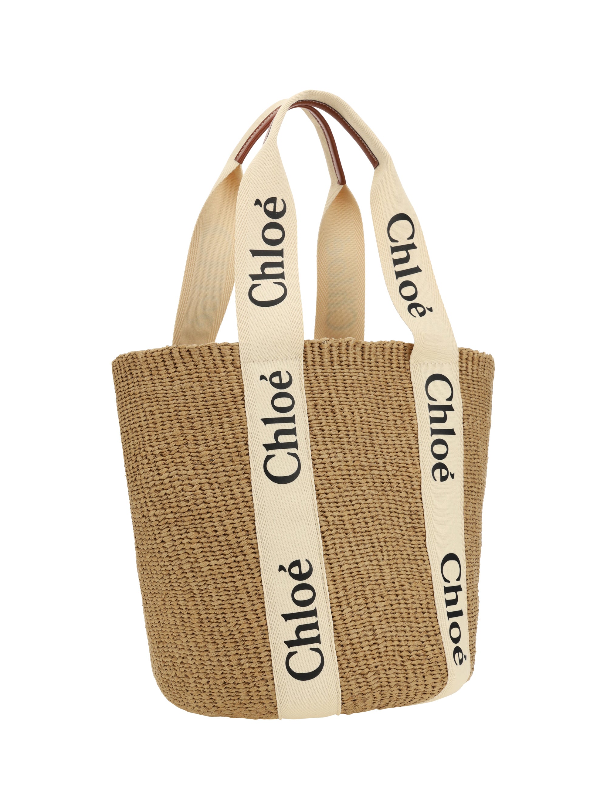 woody raffia tote bag
