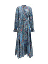 paisley print cotton-blend shirt dress