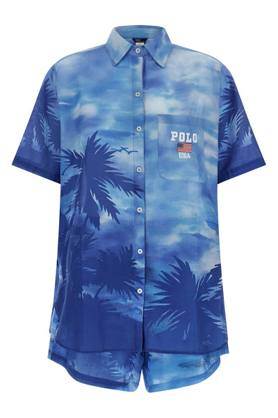 all over palme print light cotton suit
