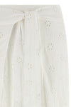 wrap pants in embroidered and perforated cotton lace