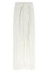 wrap pants in embroidered and perforated cotton lace
