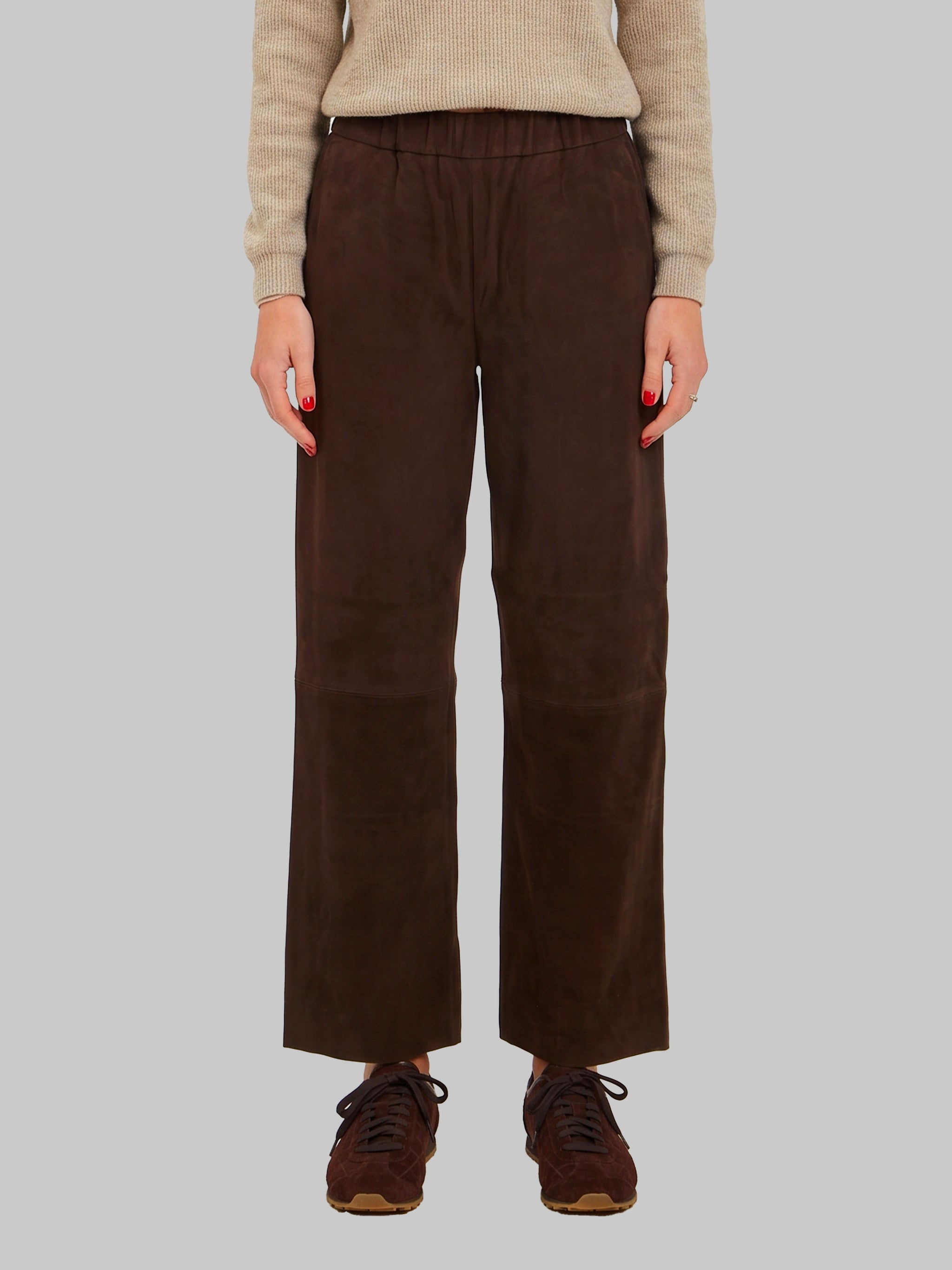 sara pants in brown suede