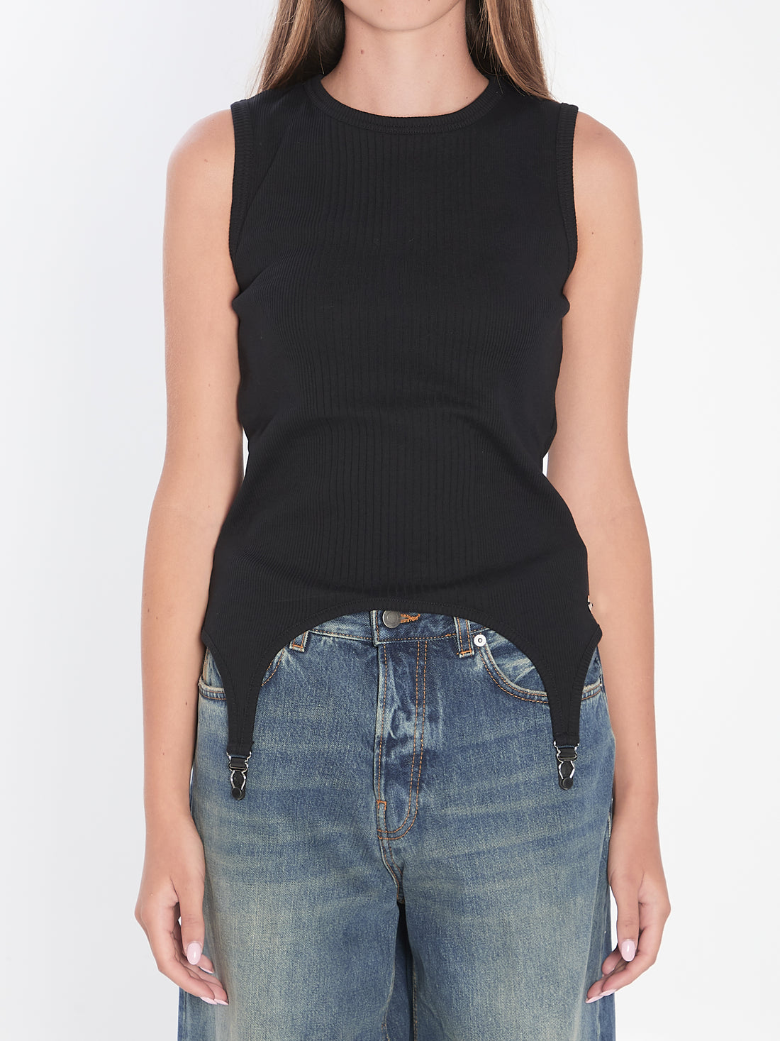 JEAN PAUL GAULTIER M tank top with lingerie garter 