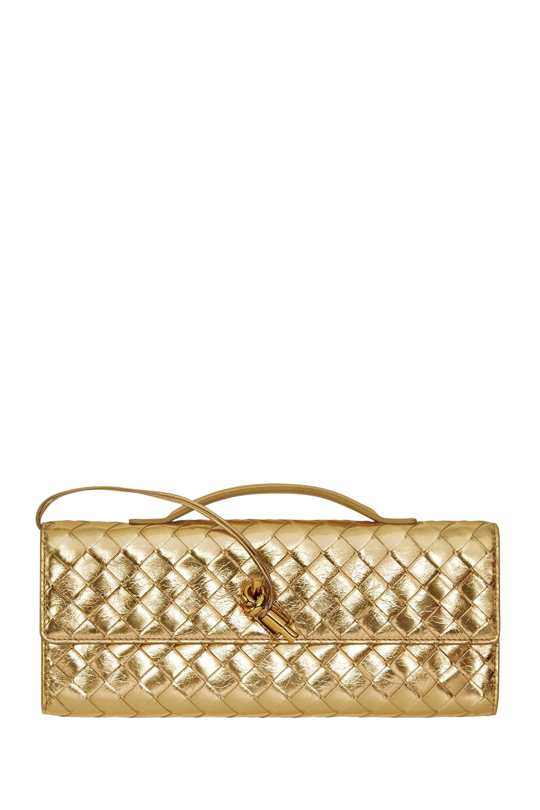 BOTTEGA VENETA Andiamo Long Leather Clutch – Gold