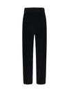 wide leg pants with double pleats in viscose and silk velvet