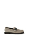penny loafers in suede with precious clamp
