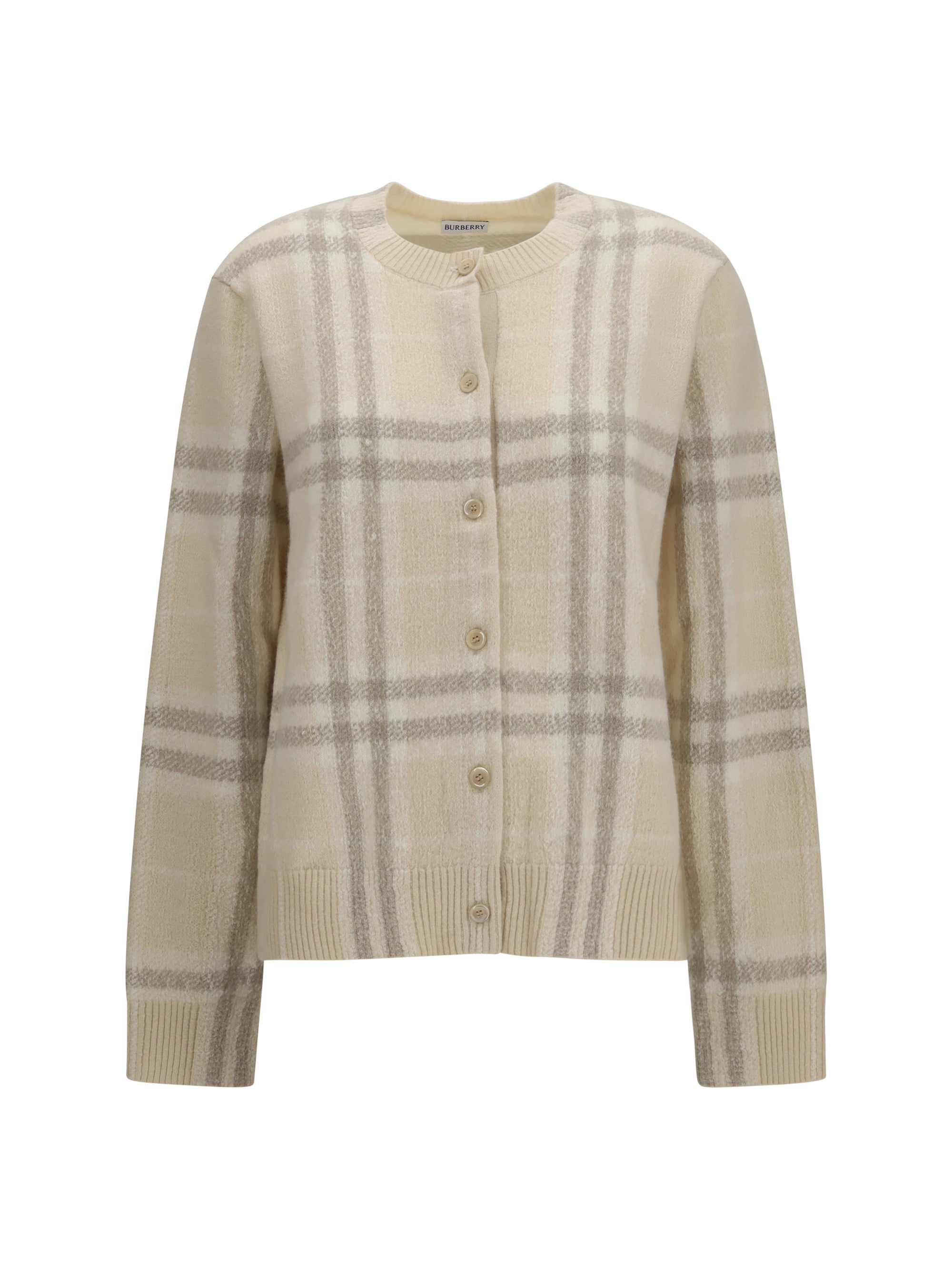 check cashmere cardigan