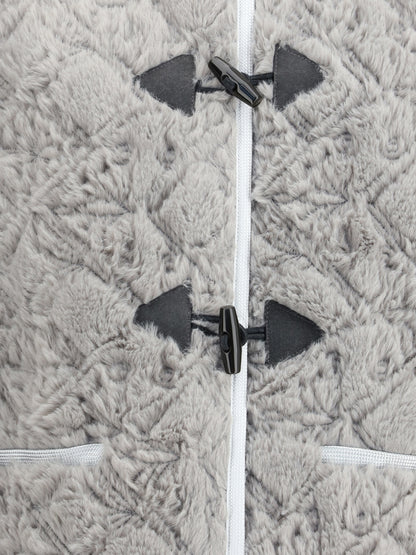 FORTE_FORTE I faux fur coat with divine embroidery and toggles