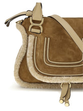 CHLOÉ OS suede and shearling leather marcie small handbag
