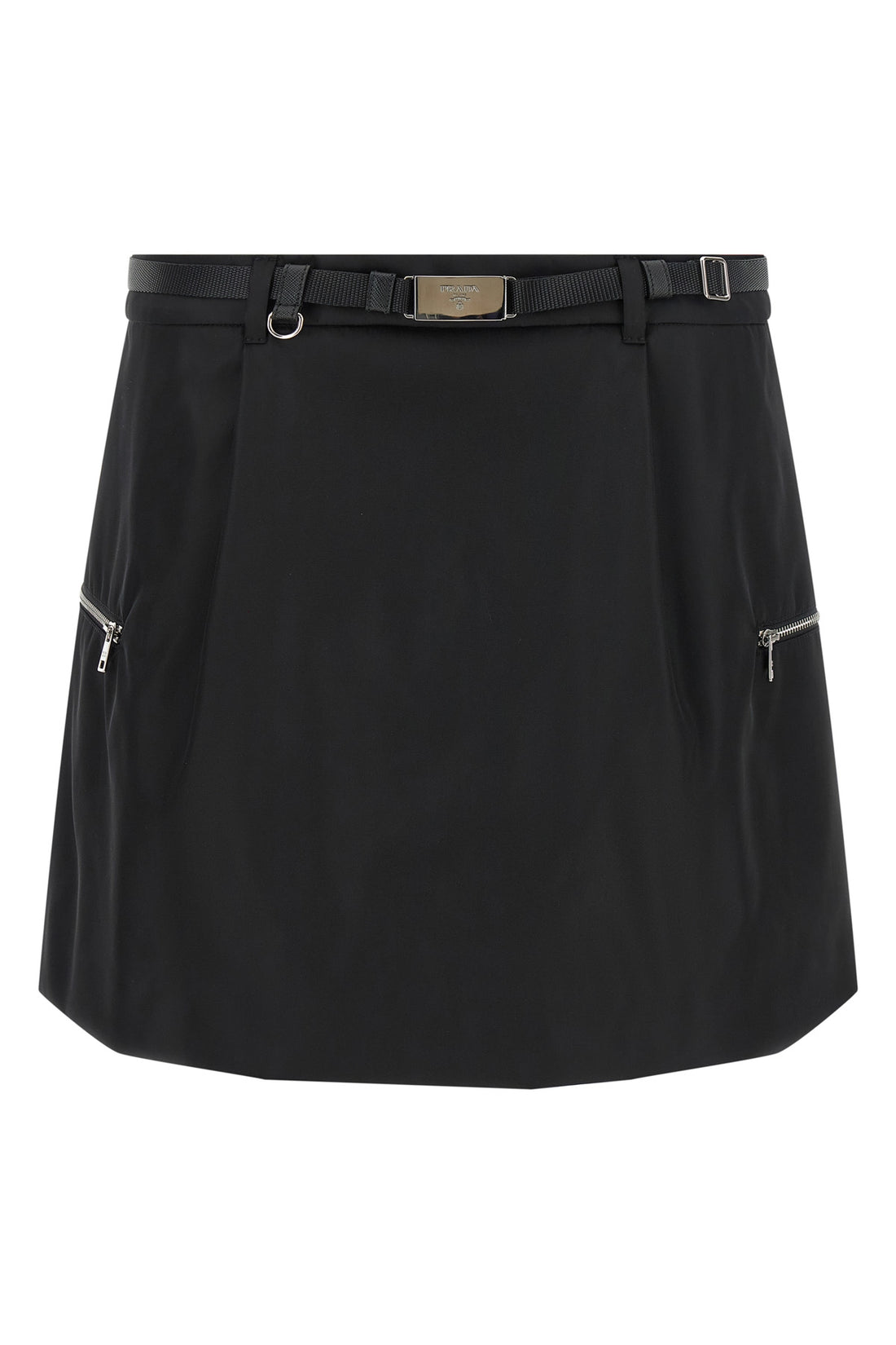 PRADA 38 pradas mini skirt redefines the codes of contemporary dress through a structure