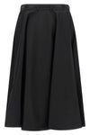 the prada midi skirt in black re-nylon is distinguished by a flared silhouette