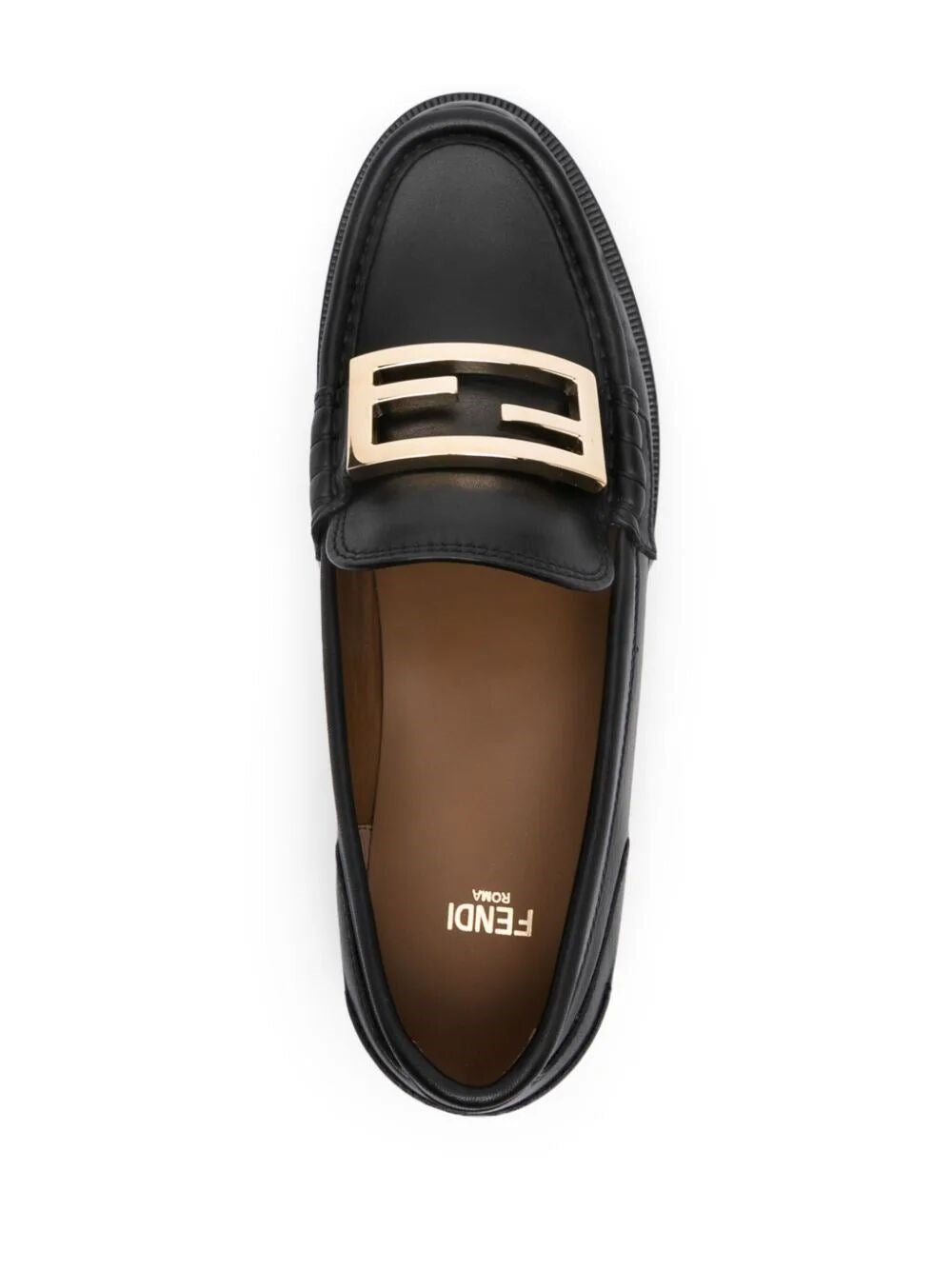 ff logo-plaque leather loafers