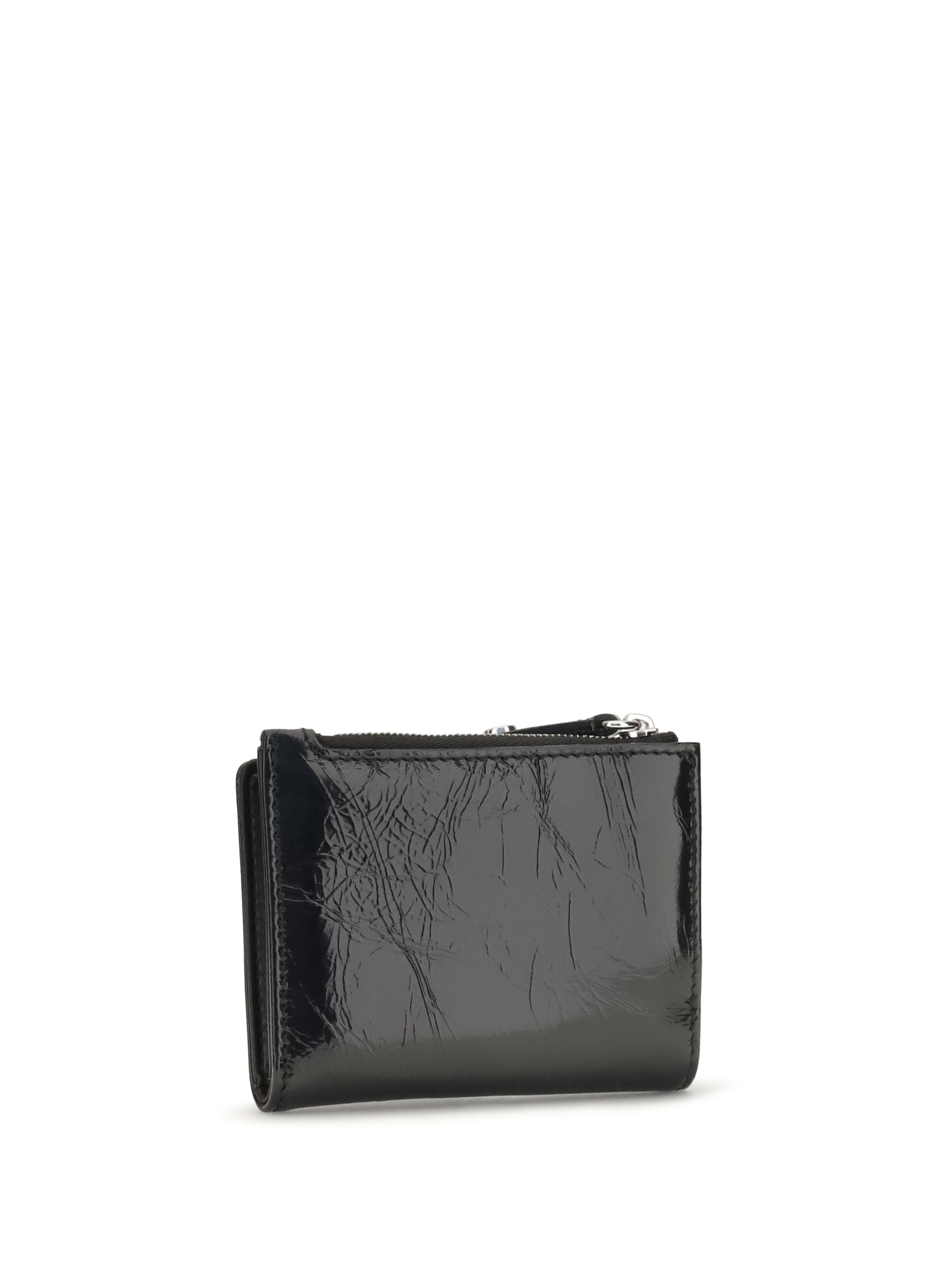 slim flap leather wallet with orb plaque