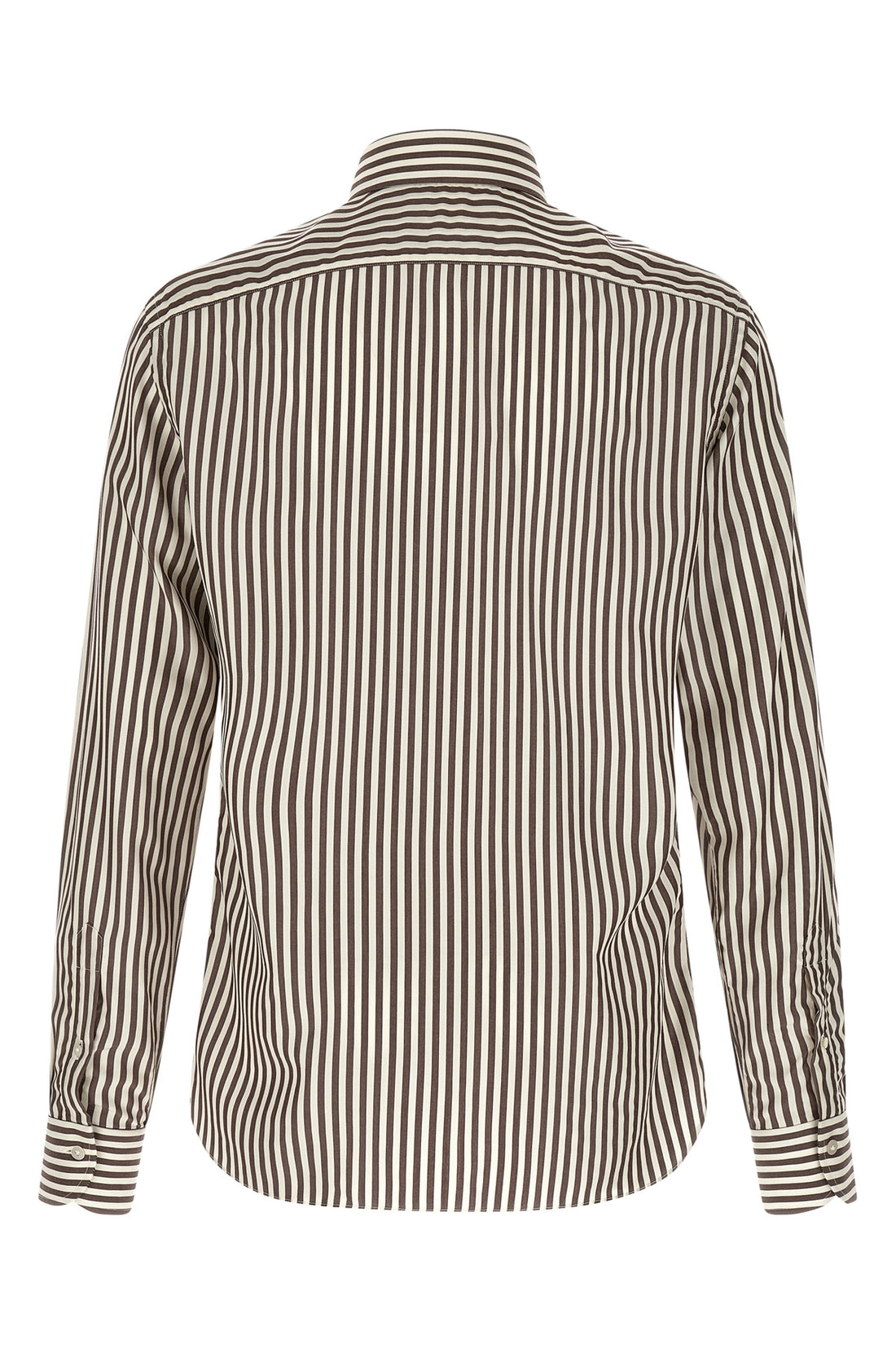BORRIELLO 39 cm hand-stitched striped soft cotton poplin shirt