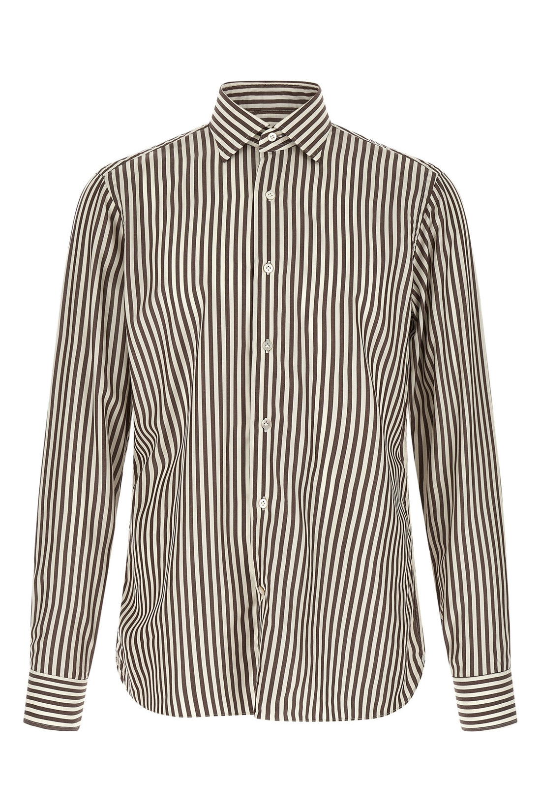 BORRIELLO 39 cm hand-stitched striped soft cotton poplin shirt